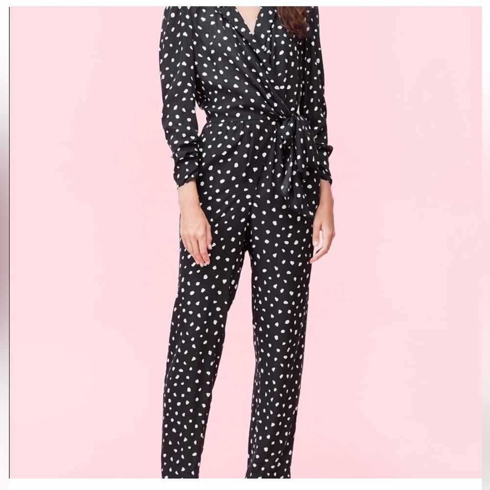 Rebecca Taylor Black Jumpsuit with White Dots
